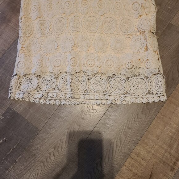 SOLITAIRE Skirt by RAVI KHOSLA Ivory Lace Overlay LINED Below-Knee NWT, Sz L - Picture 3 of 4